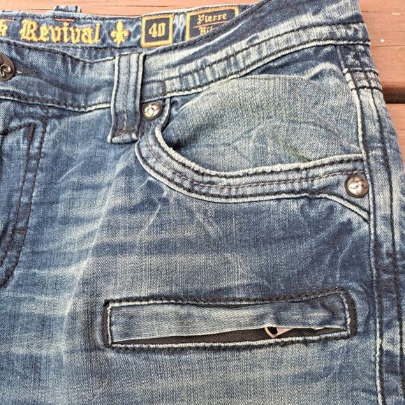 Mens Rock Revival Jeans "Pierre Biker" Black Size 40x34 - Picture 9 of 15